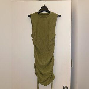 SHEIN Textured Olive Midi Dress